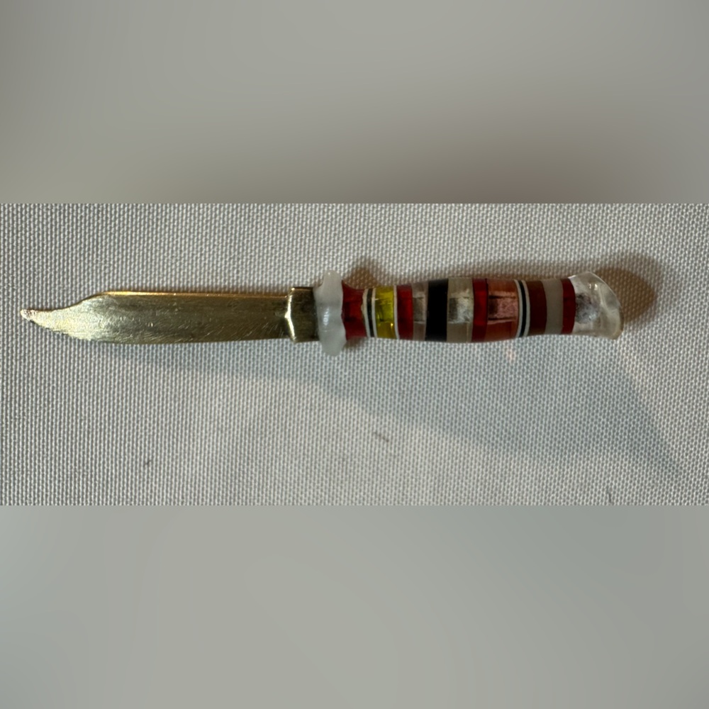 Unique 1940s Vintage Colorful Striped Glass Mini Knife/Letter Opener
